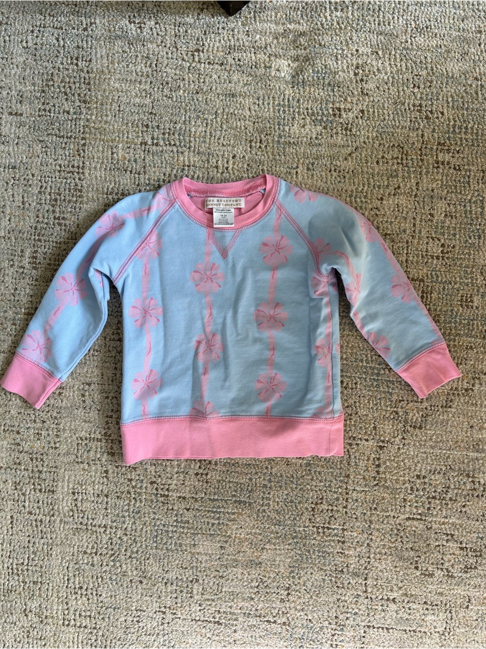 The Beaufort Bonnet Company Blue & Pink Floral Pullover Sweatshirt - Kids